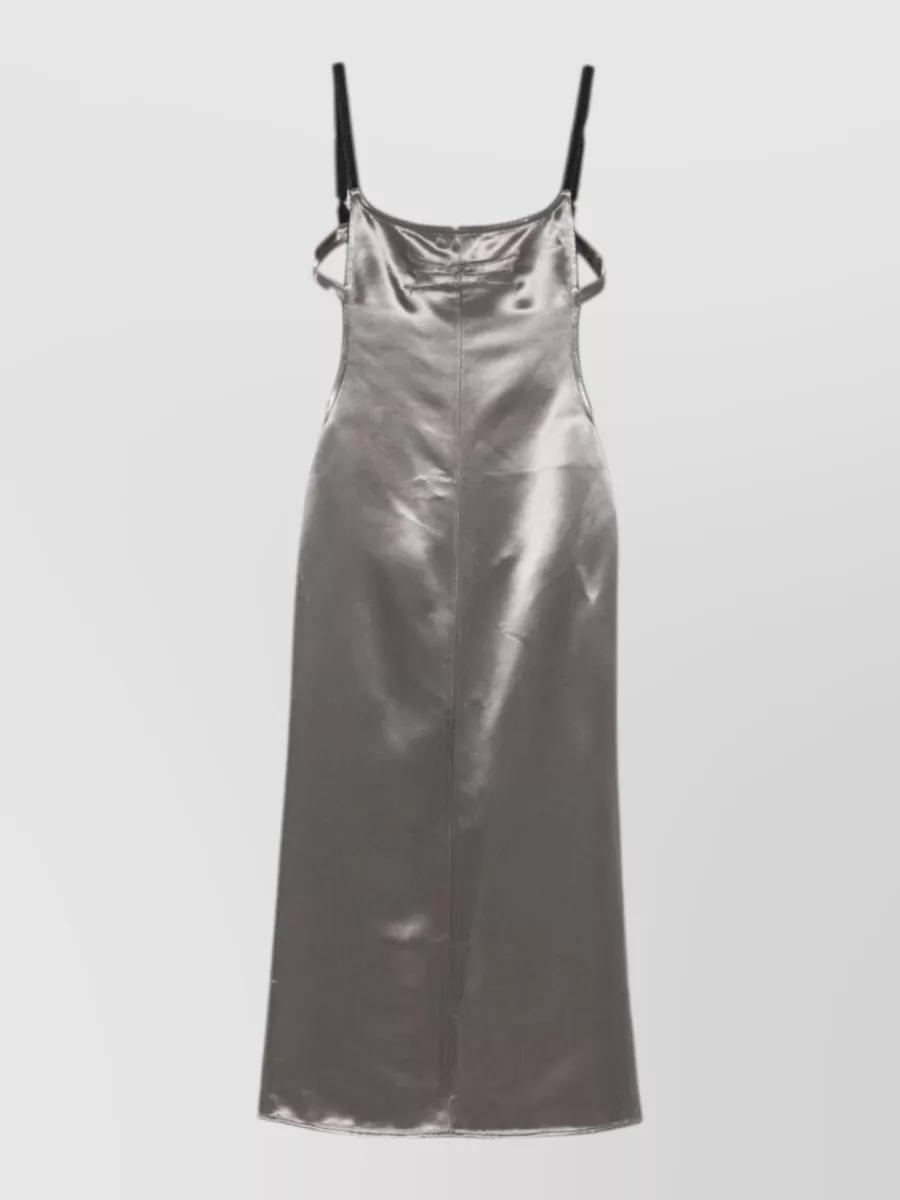 The Attico Satin Square-Neck Open-Back Midi Dress
