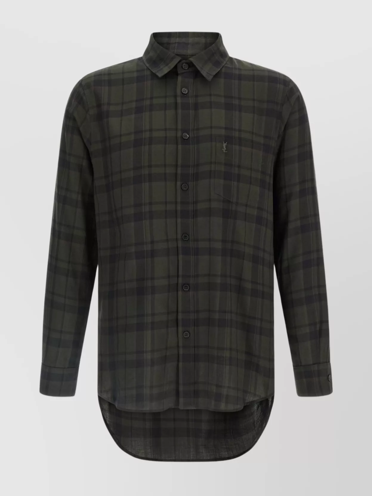 Saint Laurent Button-down Shirt With Curved Hem And Pocket In Multi