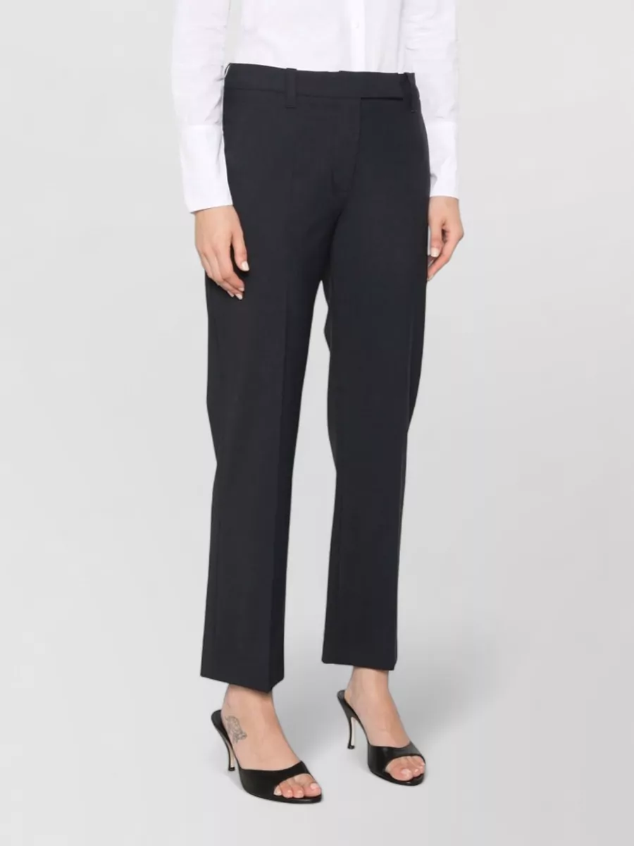 Brunello Cucinelli Pressed-Crease Wool Tailored Trousers