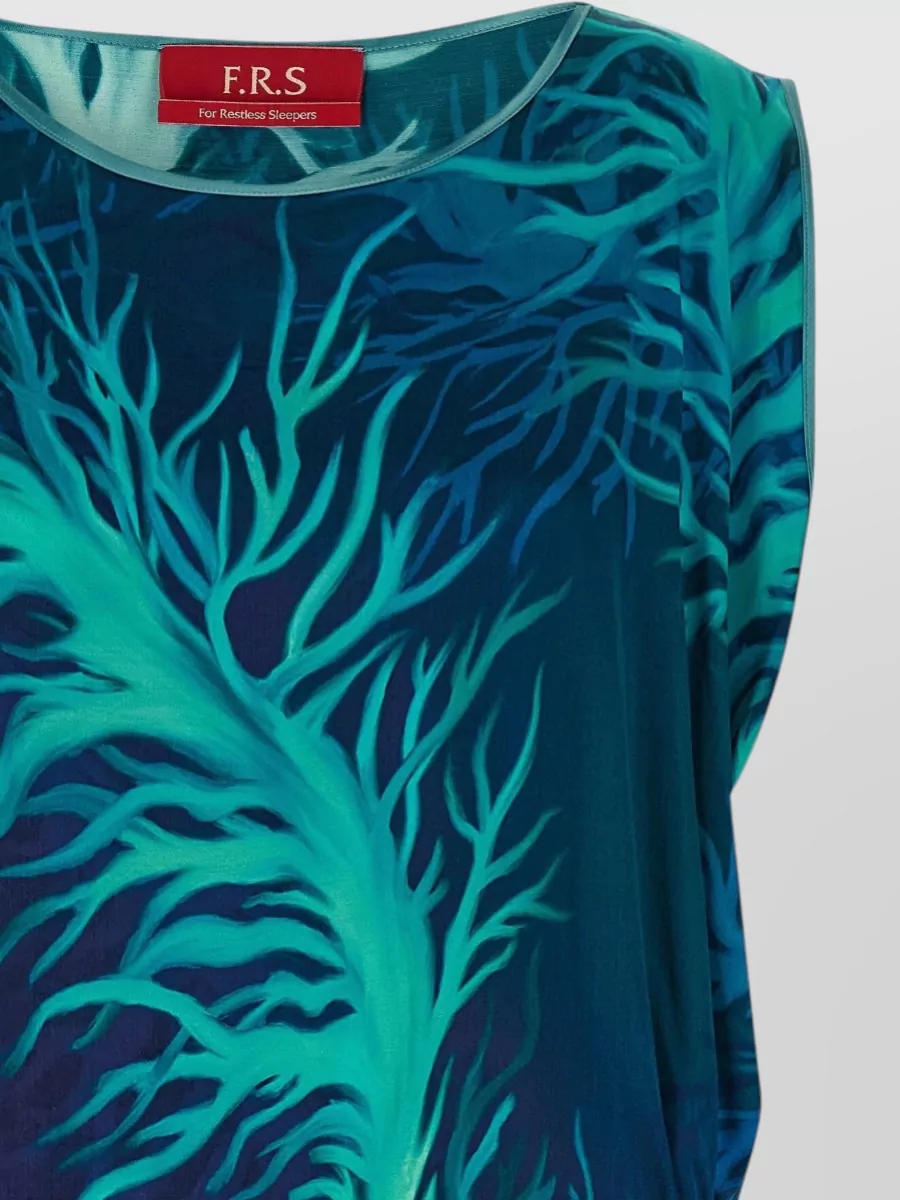 F.r.s For Restless Sleepers Silk Viscose Printed Asymmetric Draped Sleeveless Midi Dress
