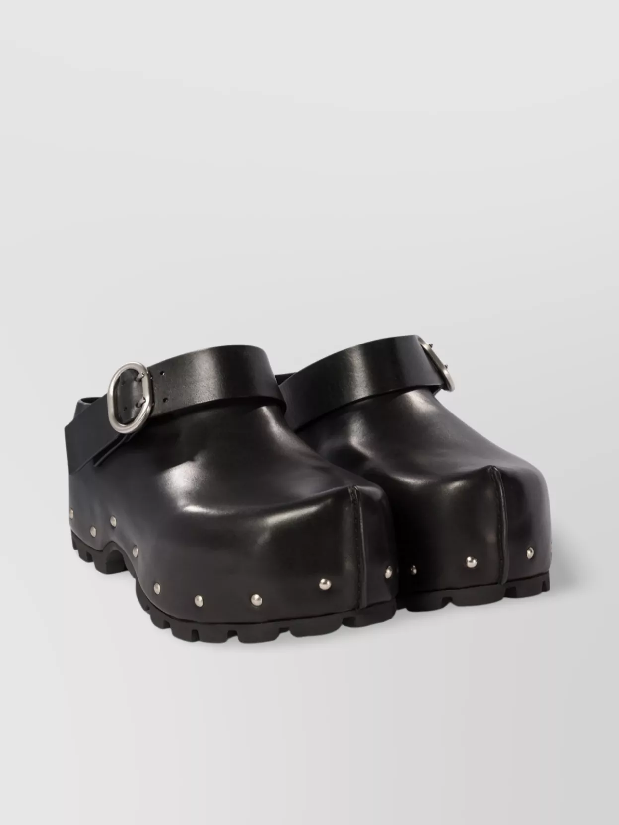 Jil Sander Studded Leather Clogs With Chunky Sole