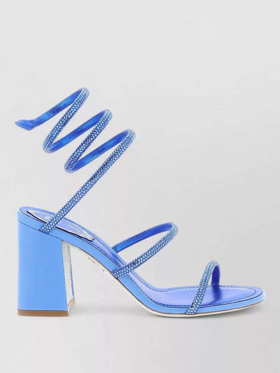 Rene Caovilla Cleo Sandals Block Heel Open Toe Straps