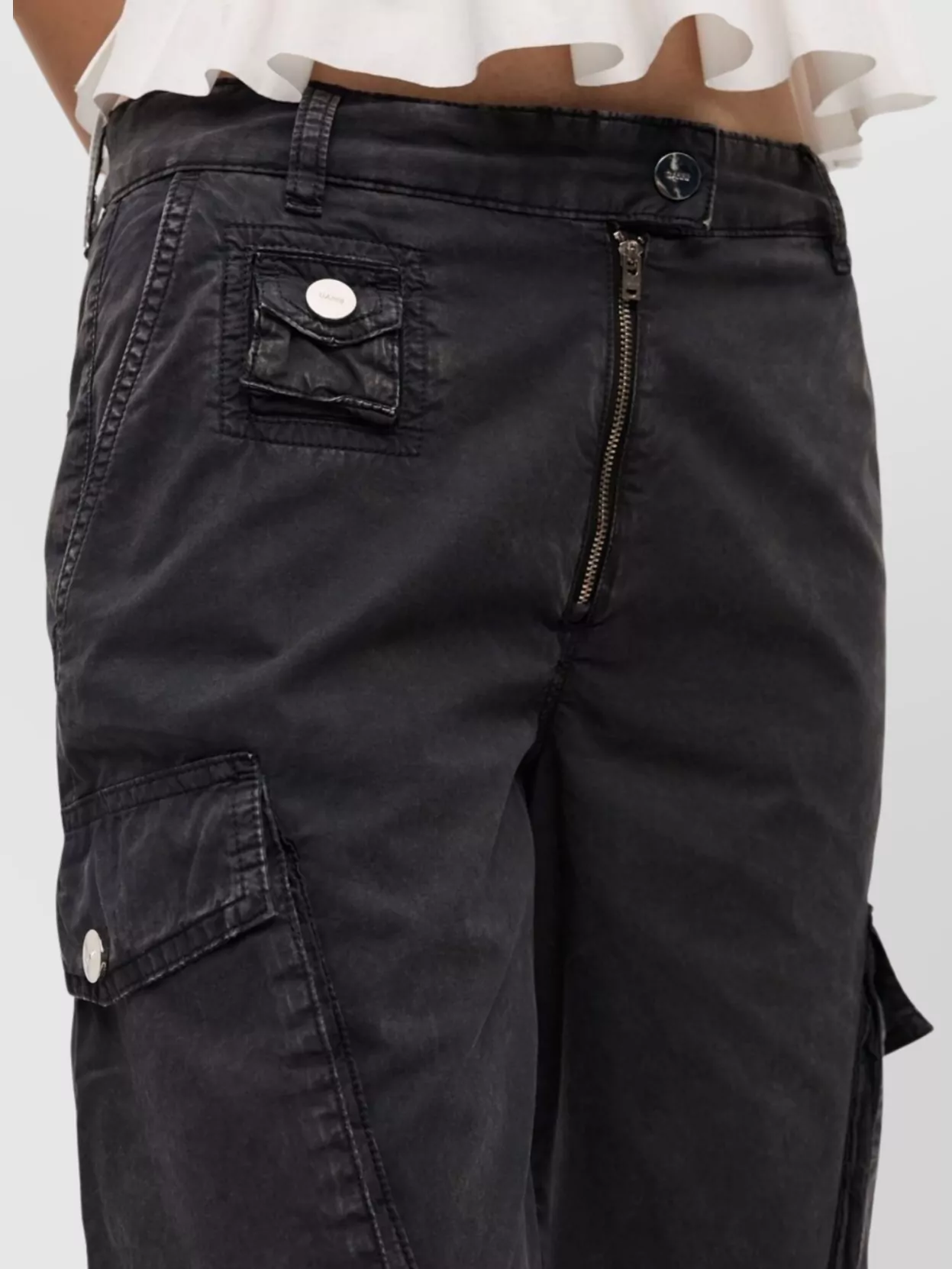 【関税＆送料込み】Ganni Organic Cotton Cargo Trousers GANNI Off-White Angi Cargo Pants | Garmentory