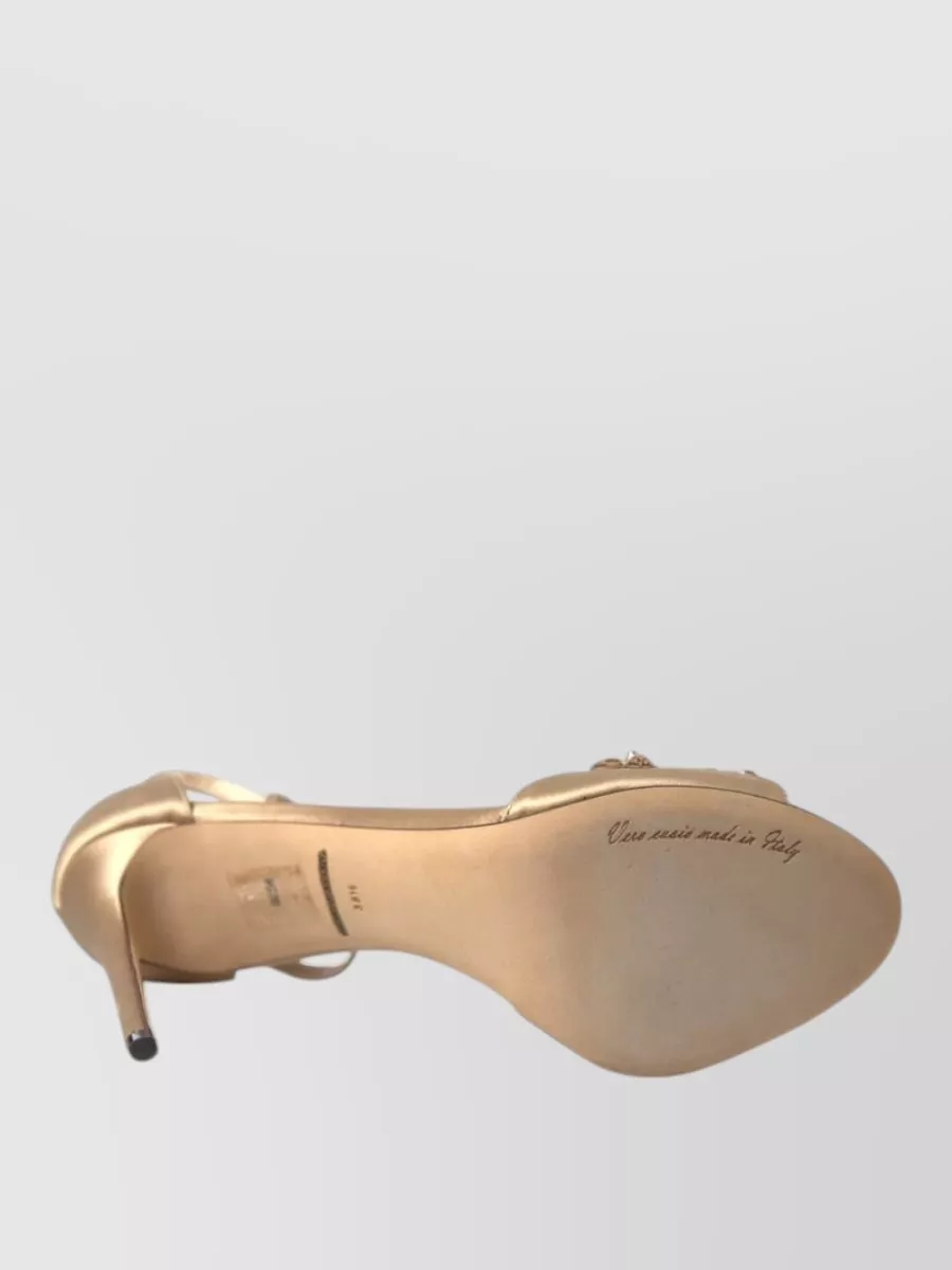 Dolce&Gabbana Silk Crystal Embellished Ankle Strap Sandals