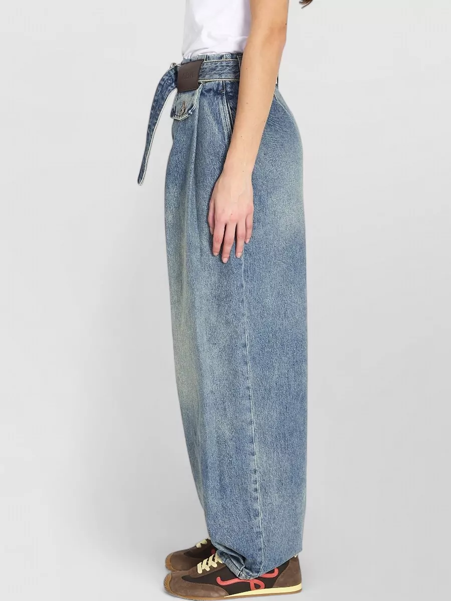 Loewe Mid Rise Wide Leg Denim Trousers