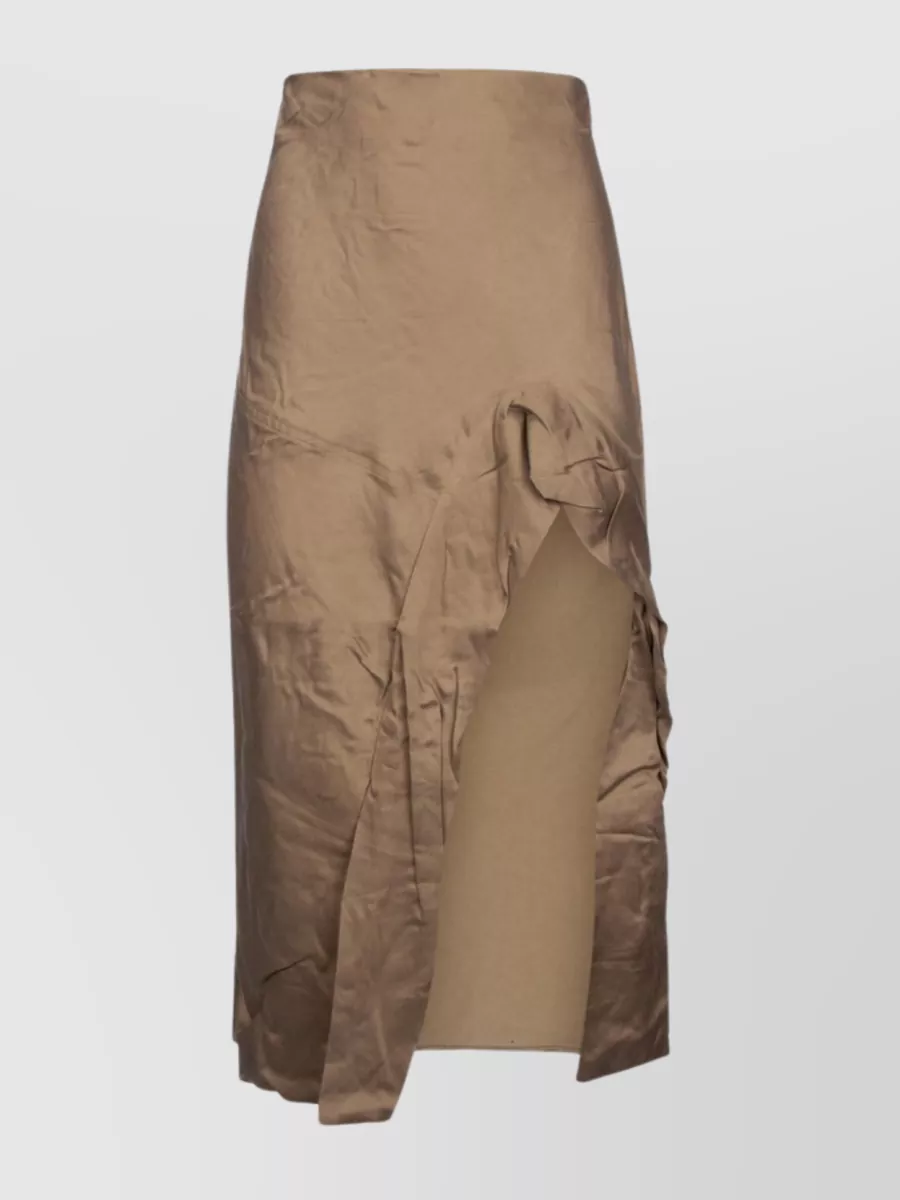 Shop Yuzefi Asymmetrical Wrap High Waist Skirt In Green
