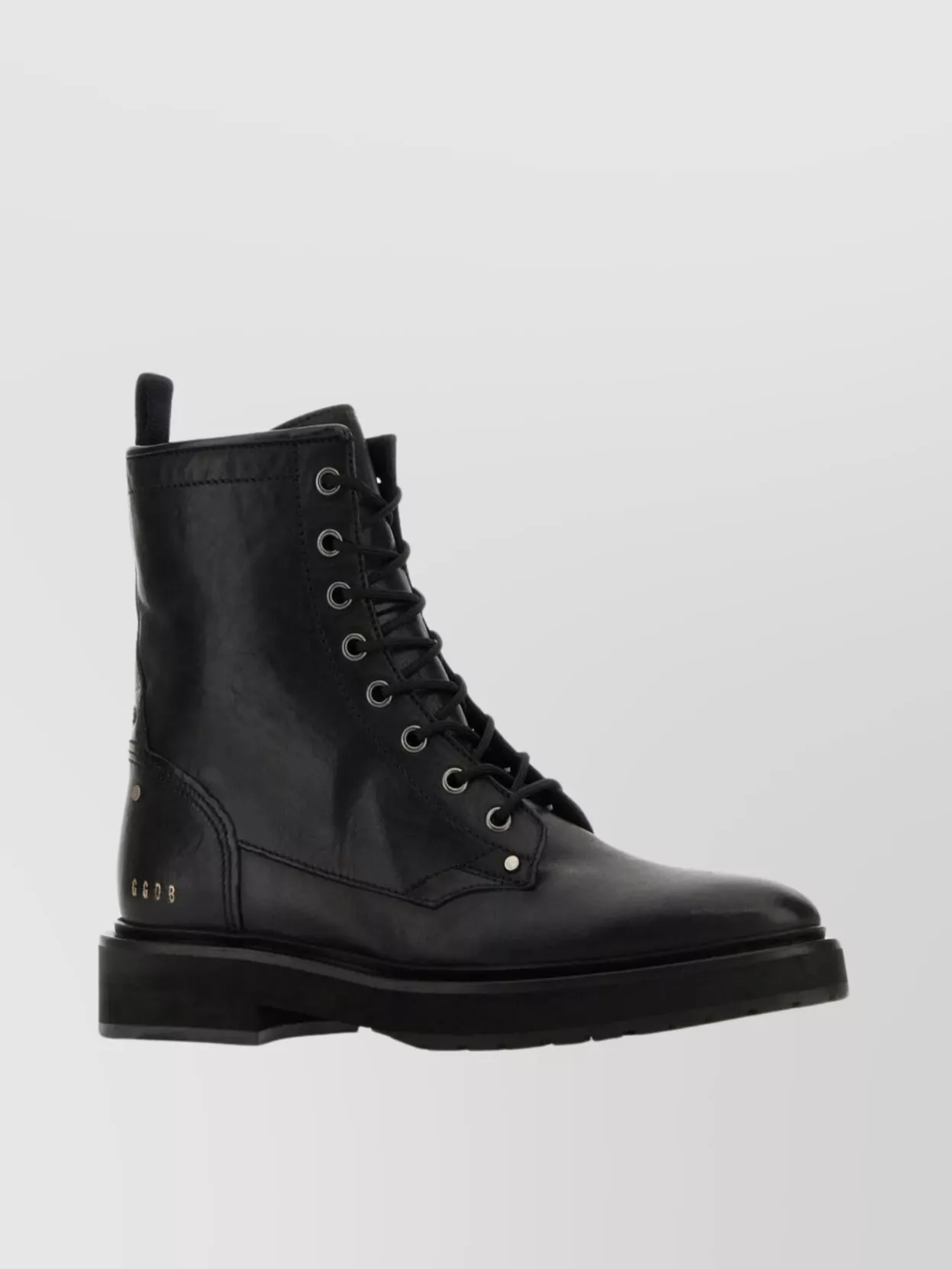 Shop Golden Goose Almond Toe Leather Combat Boots In Black