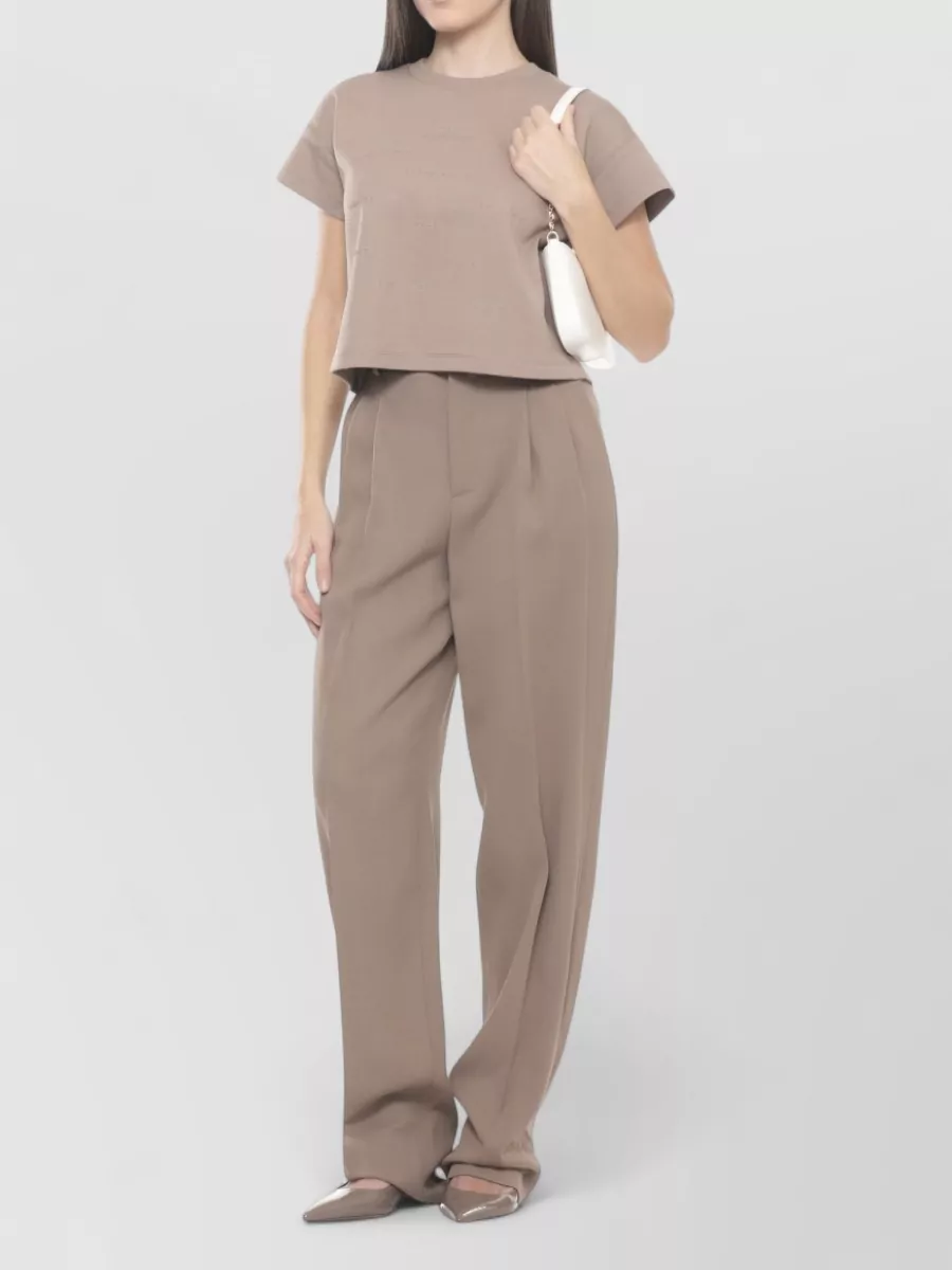 Elisabetta Franchi Cotton Crewneck Short-Sleeve Knitted Top
