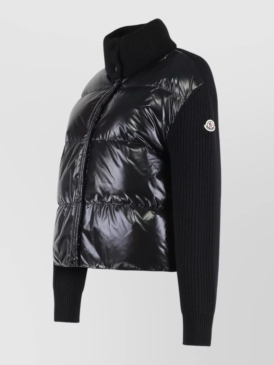 Moncler Cropped Cardigan Padded Front Puffer Knit