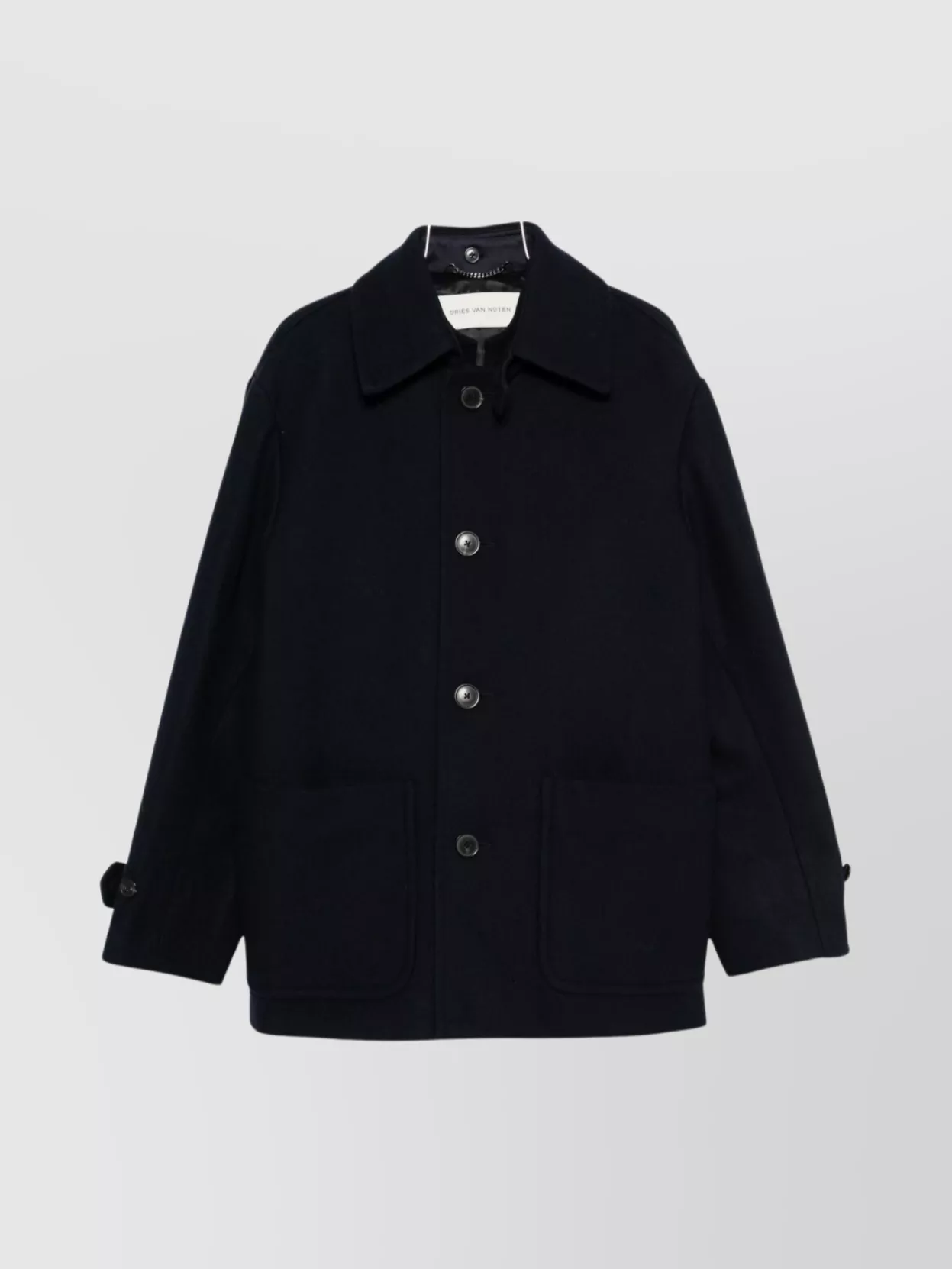 Dries Van Noten Long Sleeve Coat Featuring Front Pockets In Black