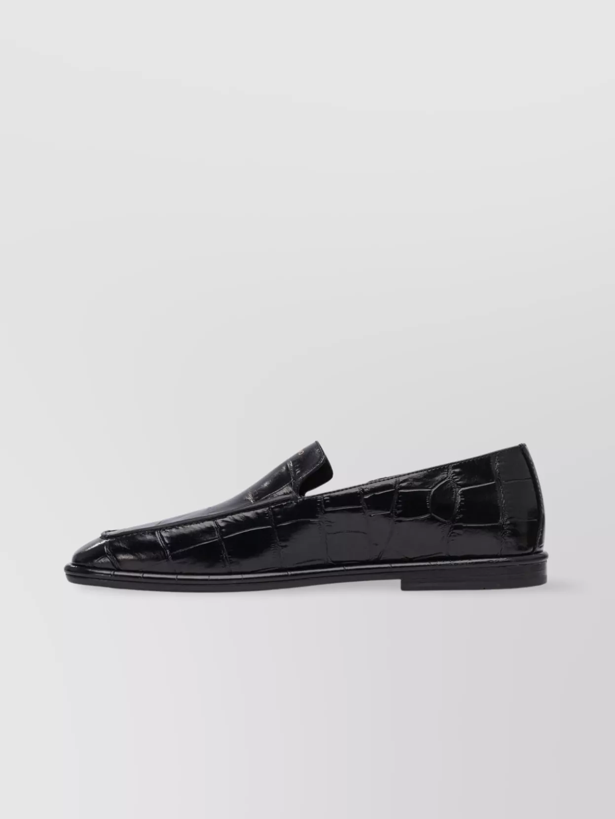 Ferragamo Crocodile Effect Square Toe Loafers