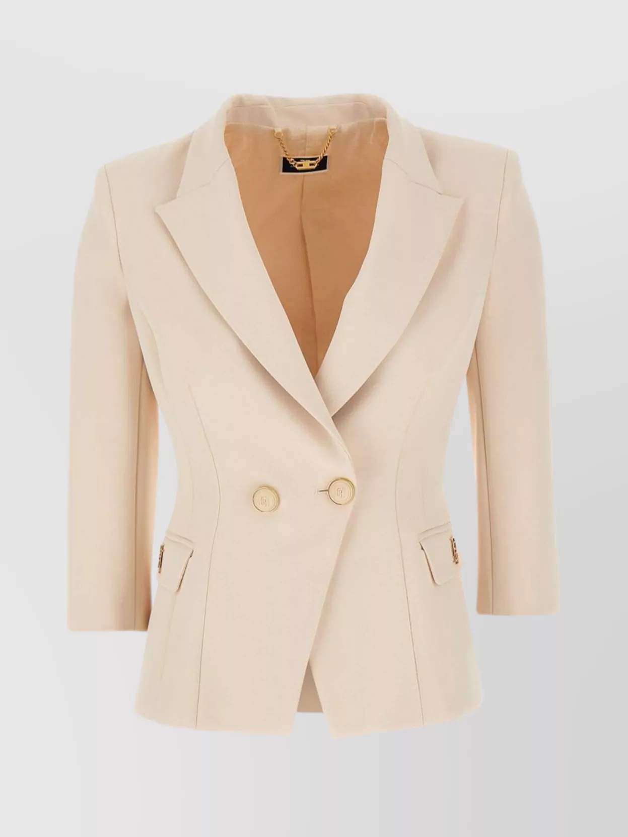 Shop Elisabetta Franchi "structured" Peak Lapels Jacket With Jewel Buttons