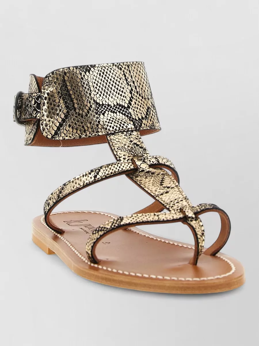 K. Jacques leather python print sandals