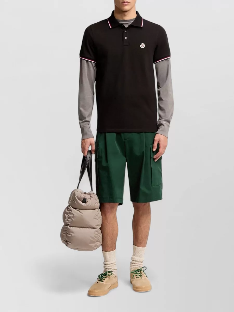 Moncler Cotton Pique Polo Shirt Tricolor Accents