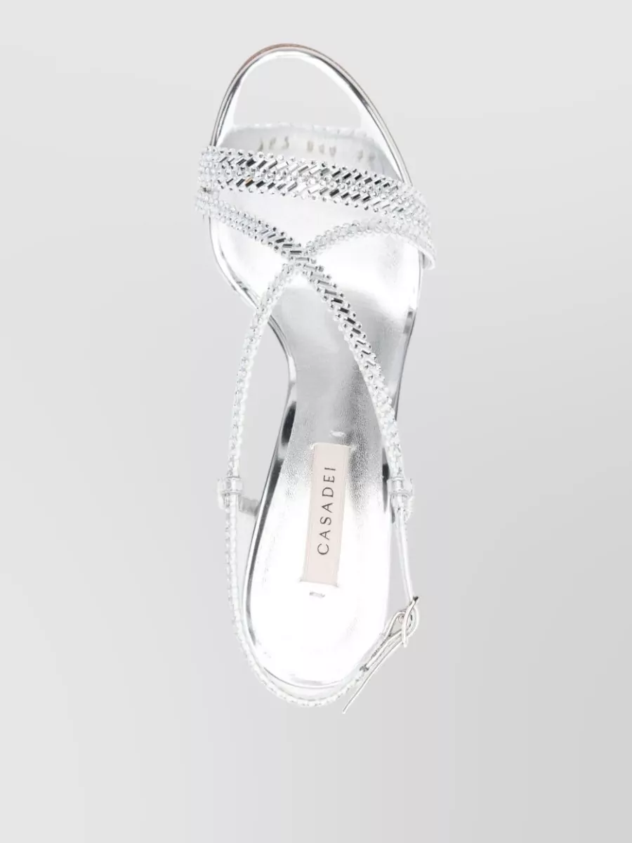 Casadei Metallic Heel Sandals Open Toe Straps