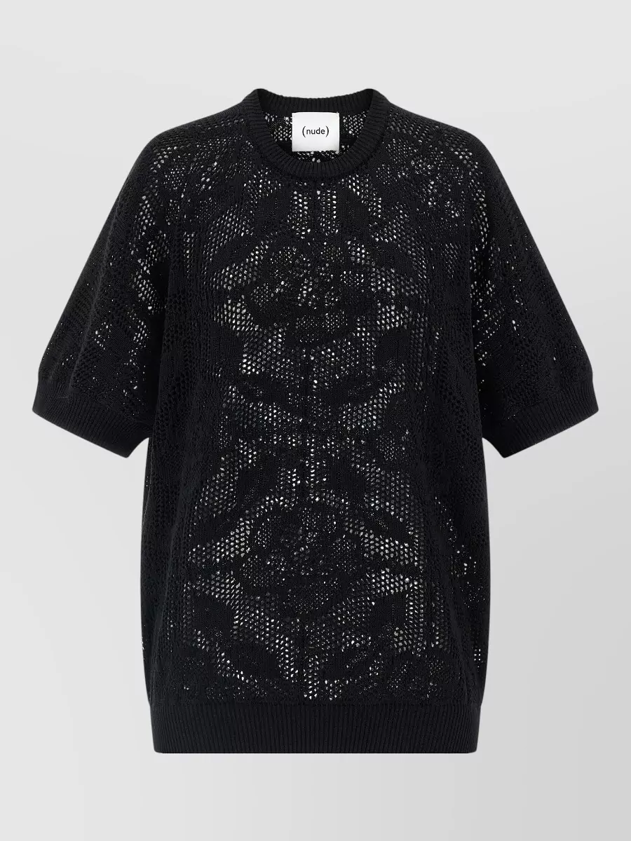 Nude Openwork cotton short-sleeve sweater