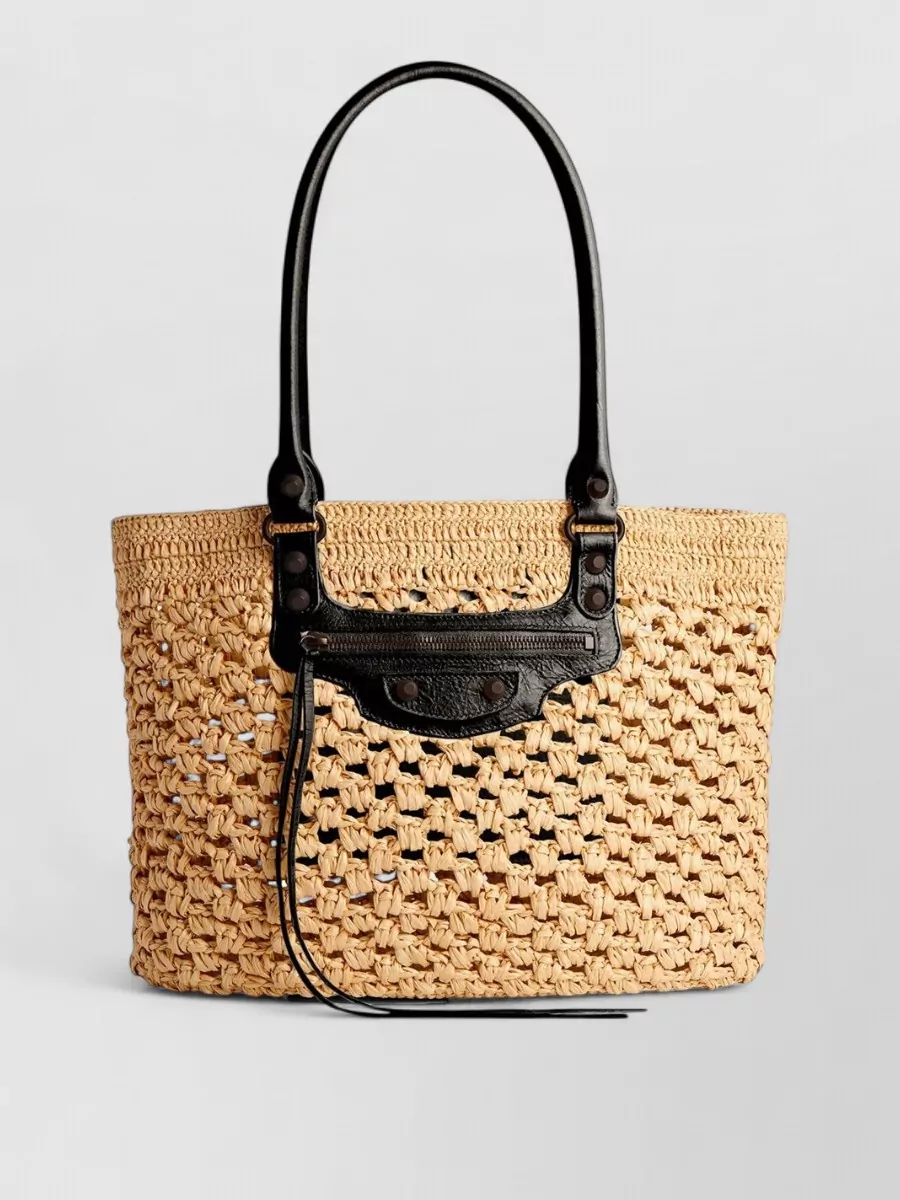 Balenciaga le city medium raffia beach bag
