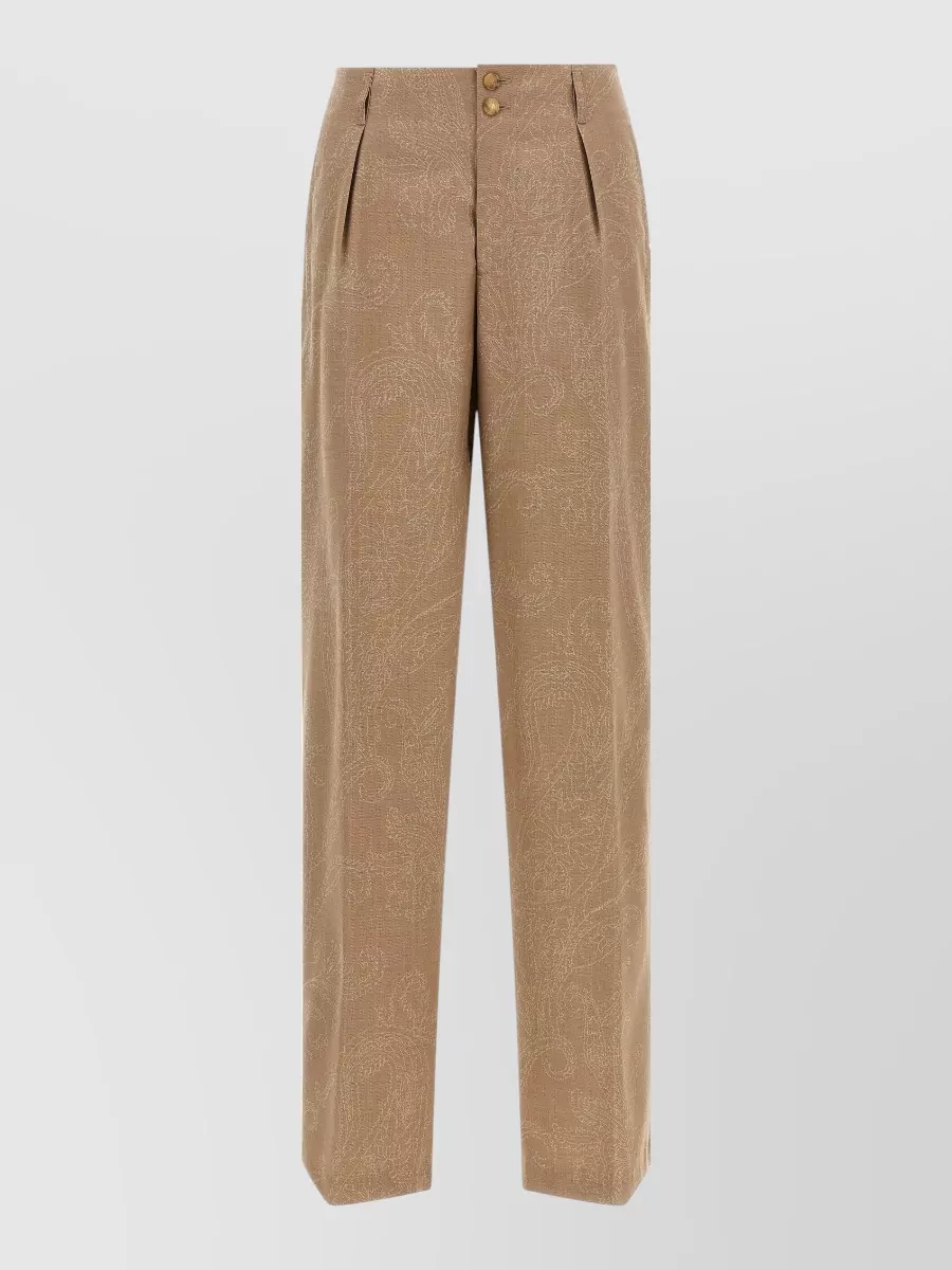 Etro wool paisley jacquard straight-leg tailored trousers