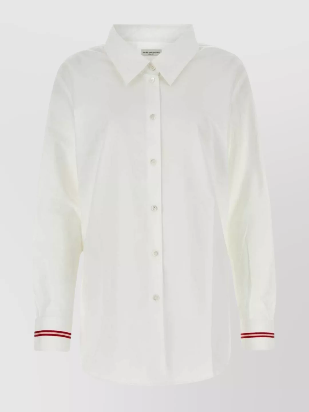 Dries Van Noten Crisp Cotton Shirt With Trim And Cuffs In White