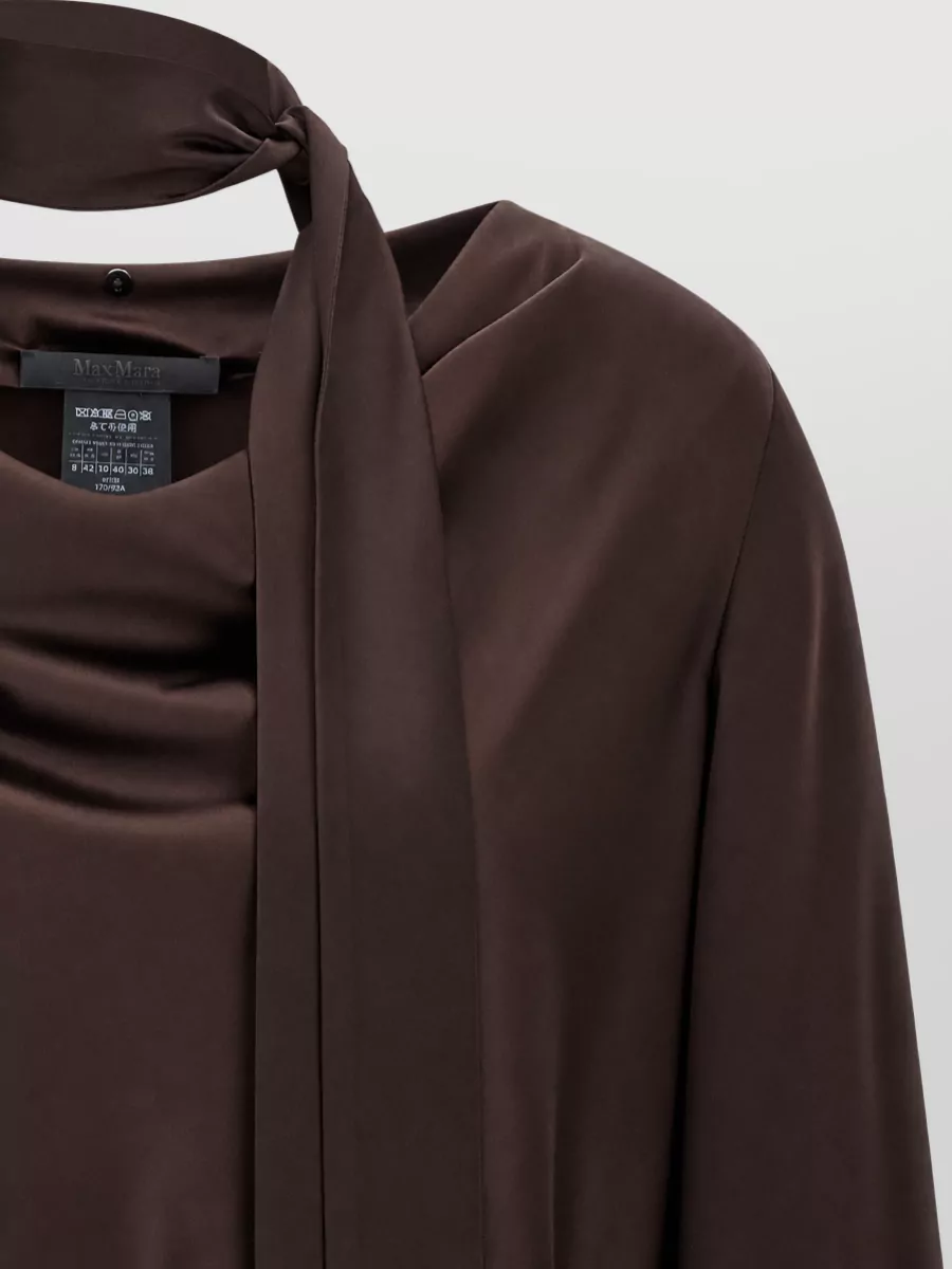 Max Mara Silk Draped-Neck Scarf Blouse