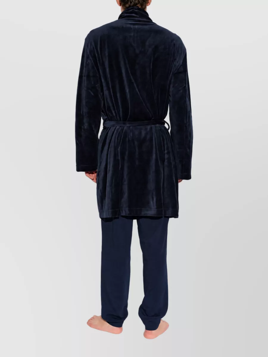 Emporio Armani Velour Logo Embroidered Bath Robe