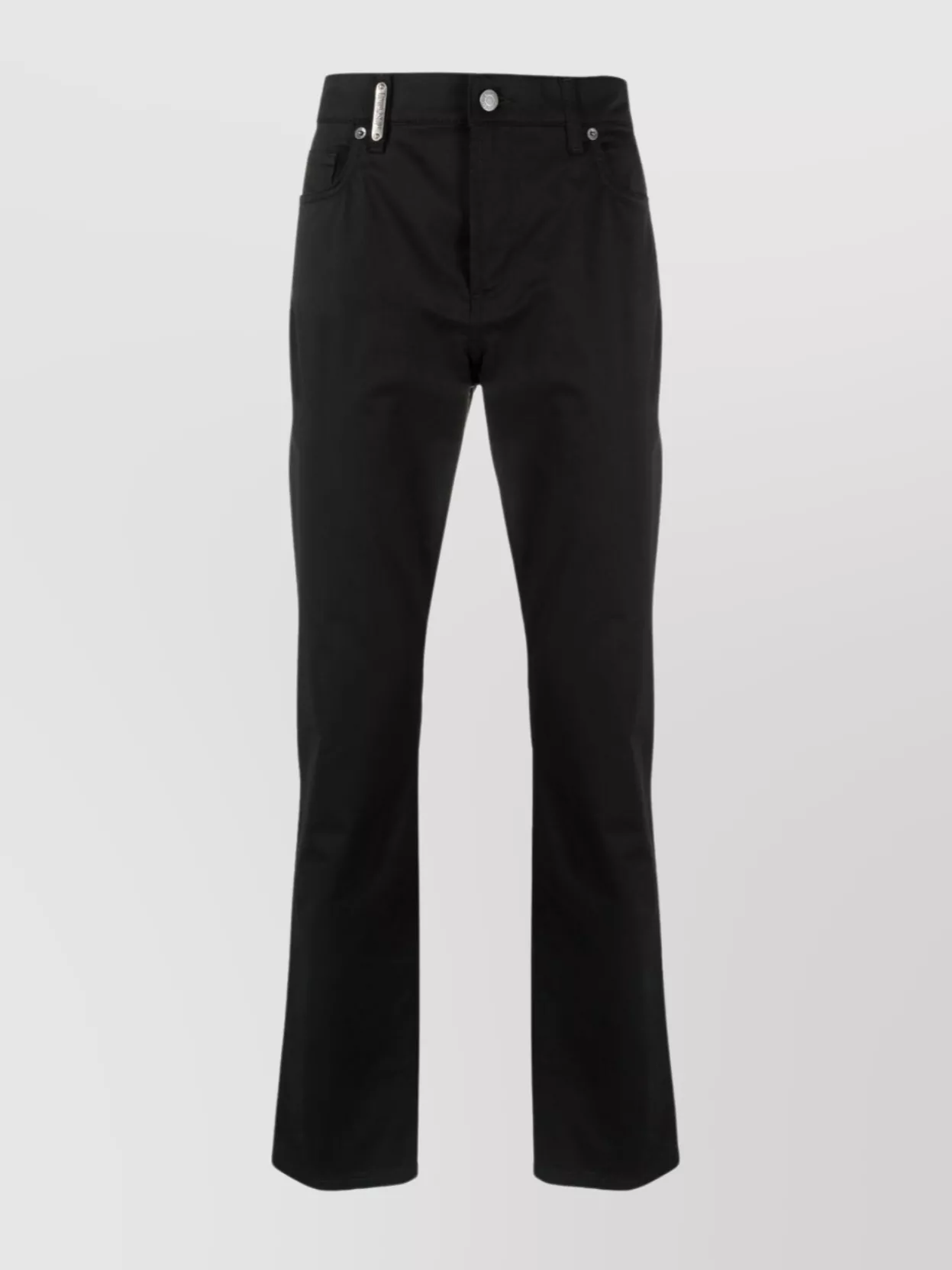 Shop Moschino Mid-rise Straight-leg Stretch-cotton Trousers In Black