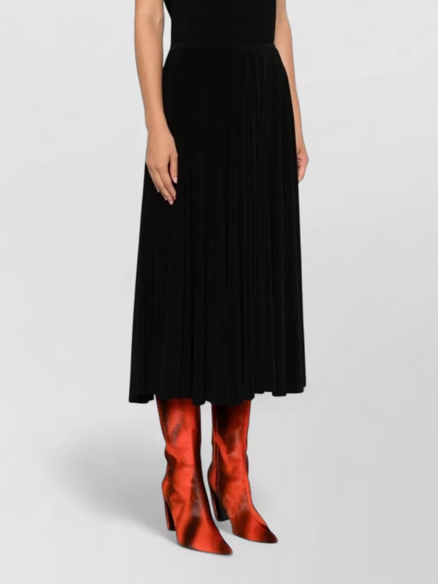 Norma Kamali High-Rise Pleated A-Line Midi Skirt