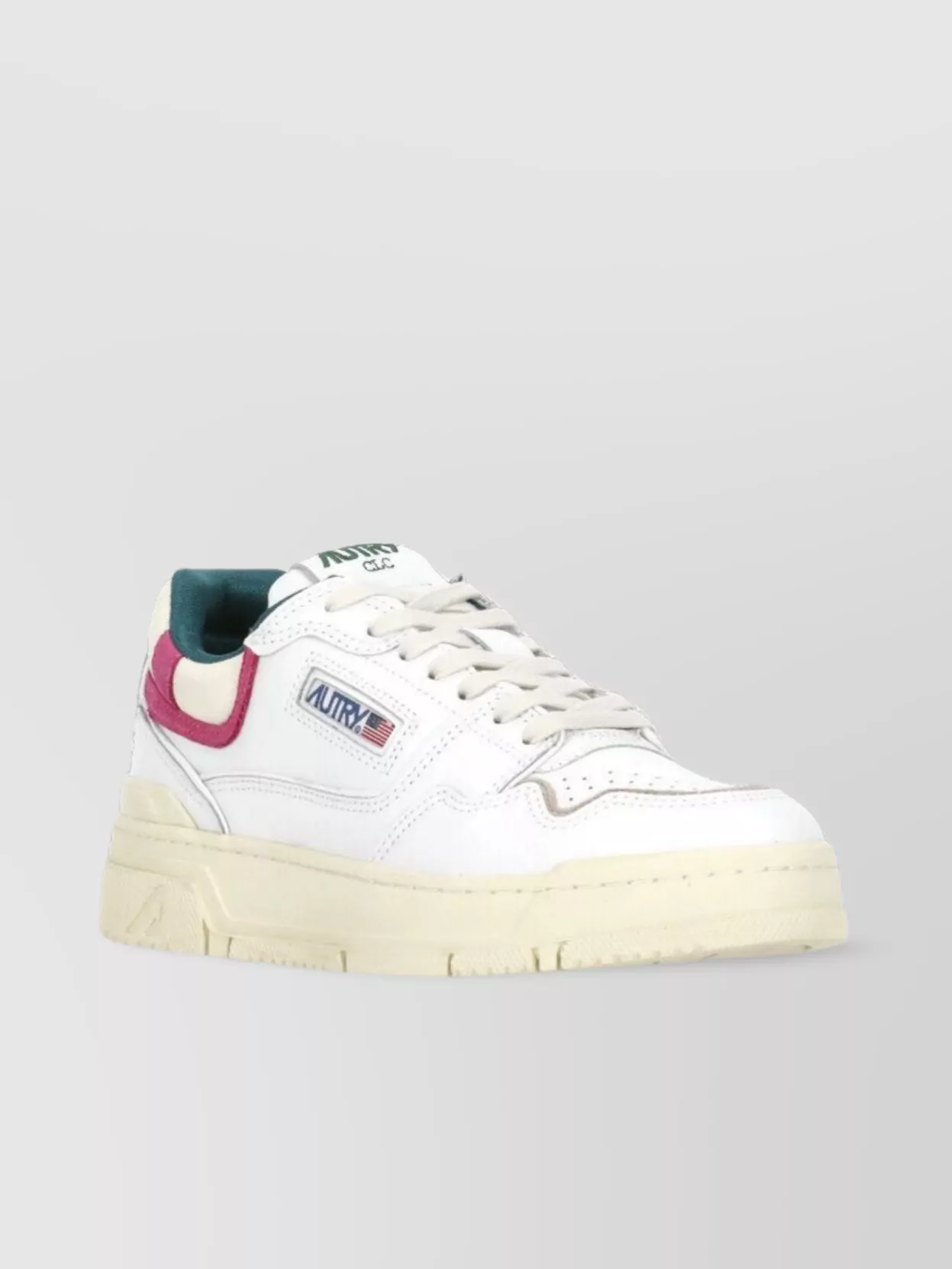 Autry Low Top Leather Sneakers With Perforated Toe In Multi