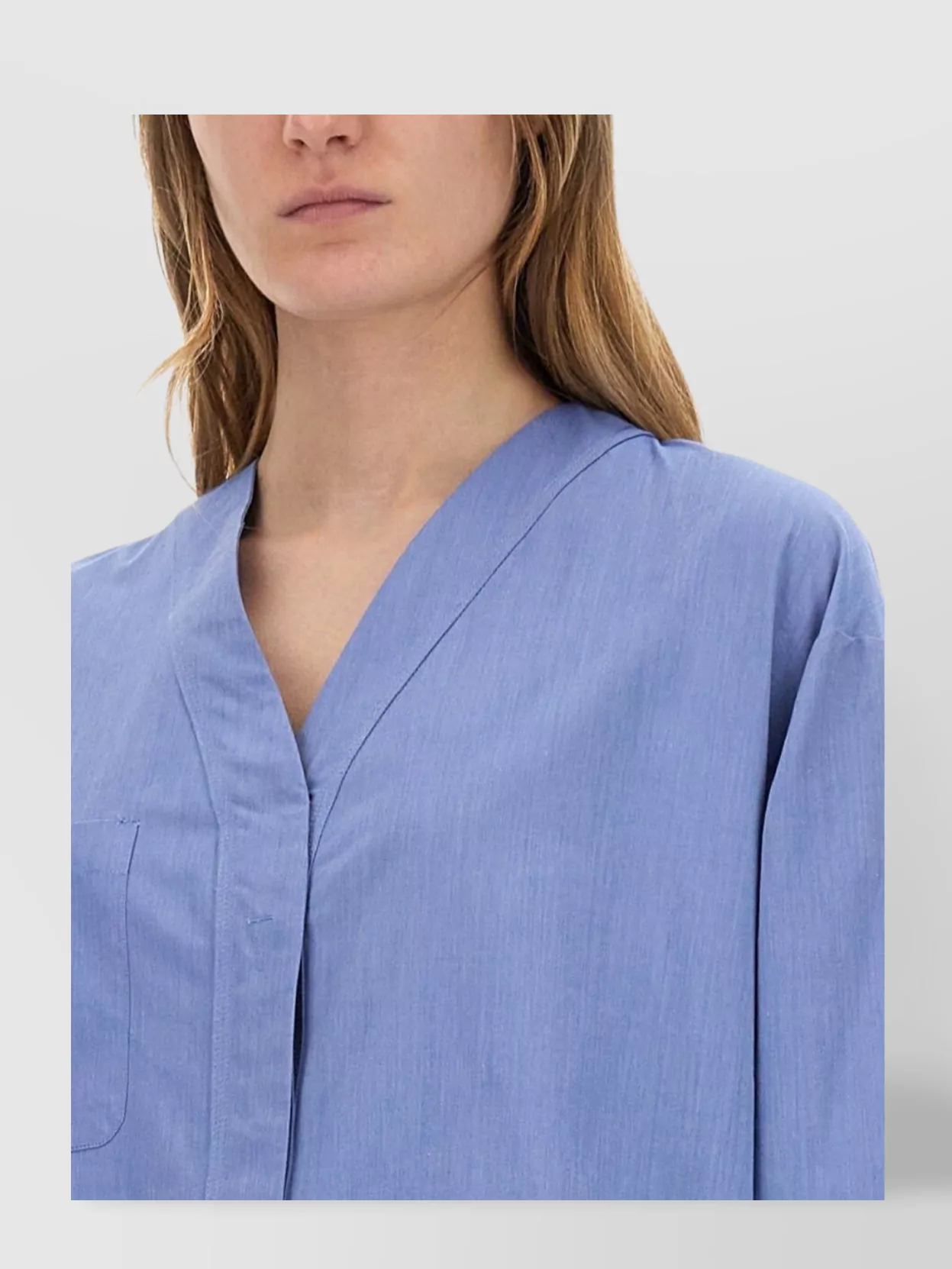 S Max Mara Long Sleeve V-Neck Shirt Chest Pocket