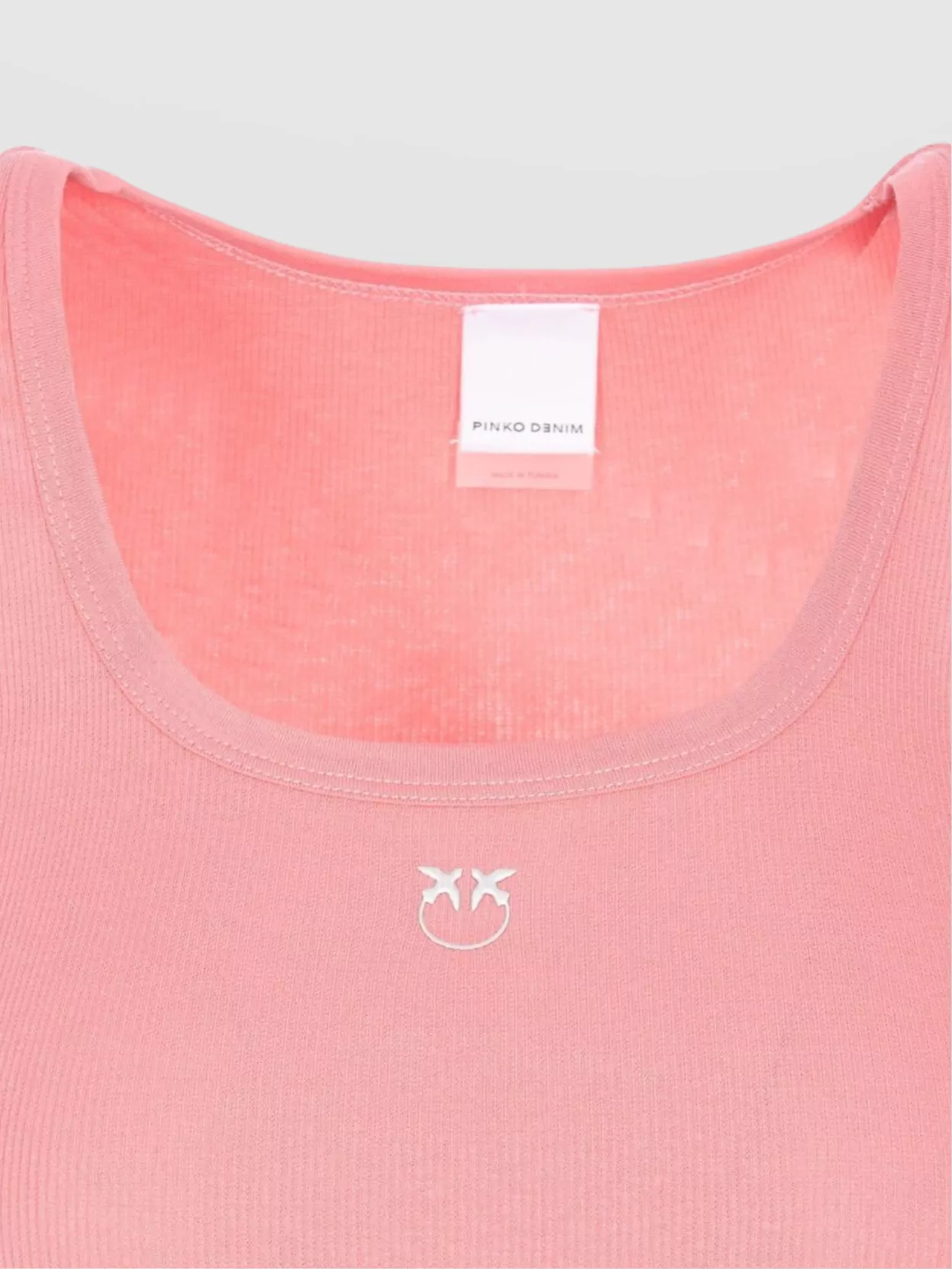 Pinko Crewneck Logo Embroidered Ribbed Sleeveless Top