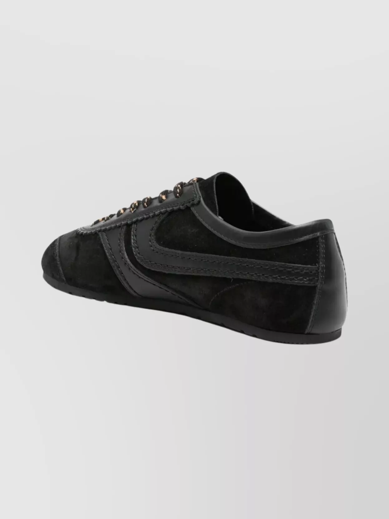 Dries Van Noten Suede Texture Sneakers Featuring Contrast Stitching In Black