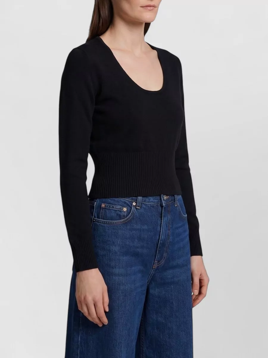 Max Mara Cashmere Wool Ribbed Hem Crewneck Sweater
