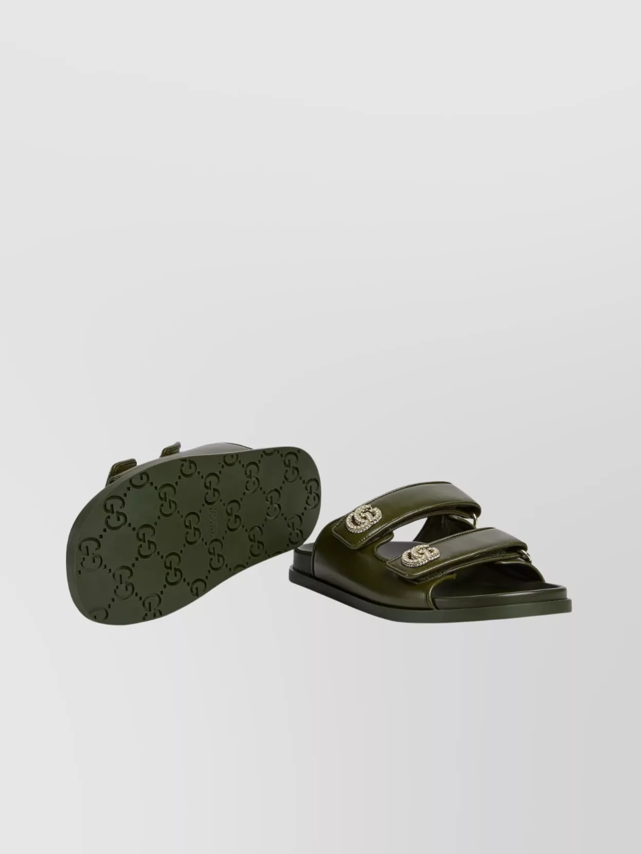 Gucci Crystal Double Strap Flat Sandals