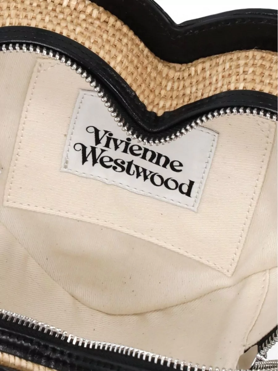 Vivienne Westwood Mini Cotton Blend Raffia Hand Bag