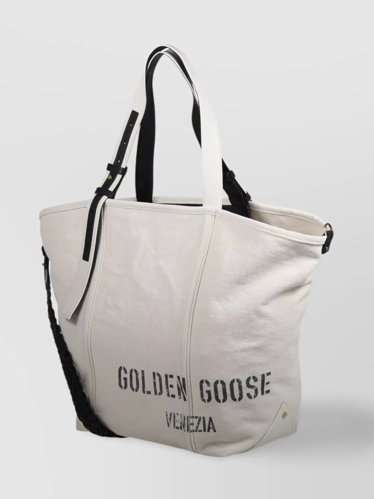 Golden Goose Spacious Beige Handbag With Dual Handles And Adjustable Strap