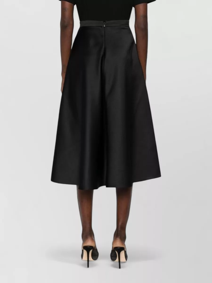 Elisabetta Franchi High Waist Flared Midi Skirt Gold Hardware