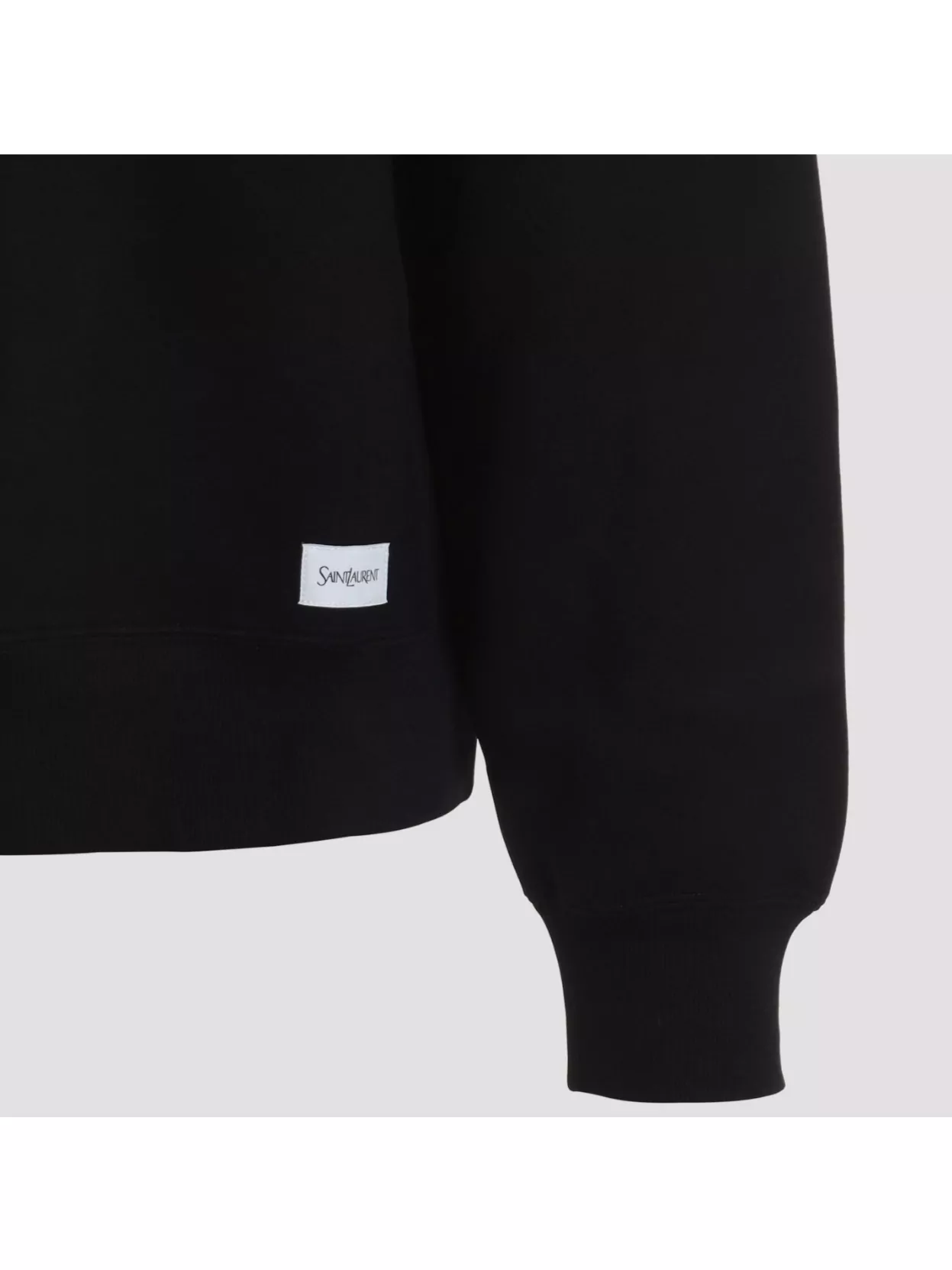 Saint Laurent Oversize Cotton Sweatshirt Ribbed Cuffs In Black