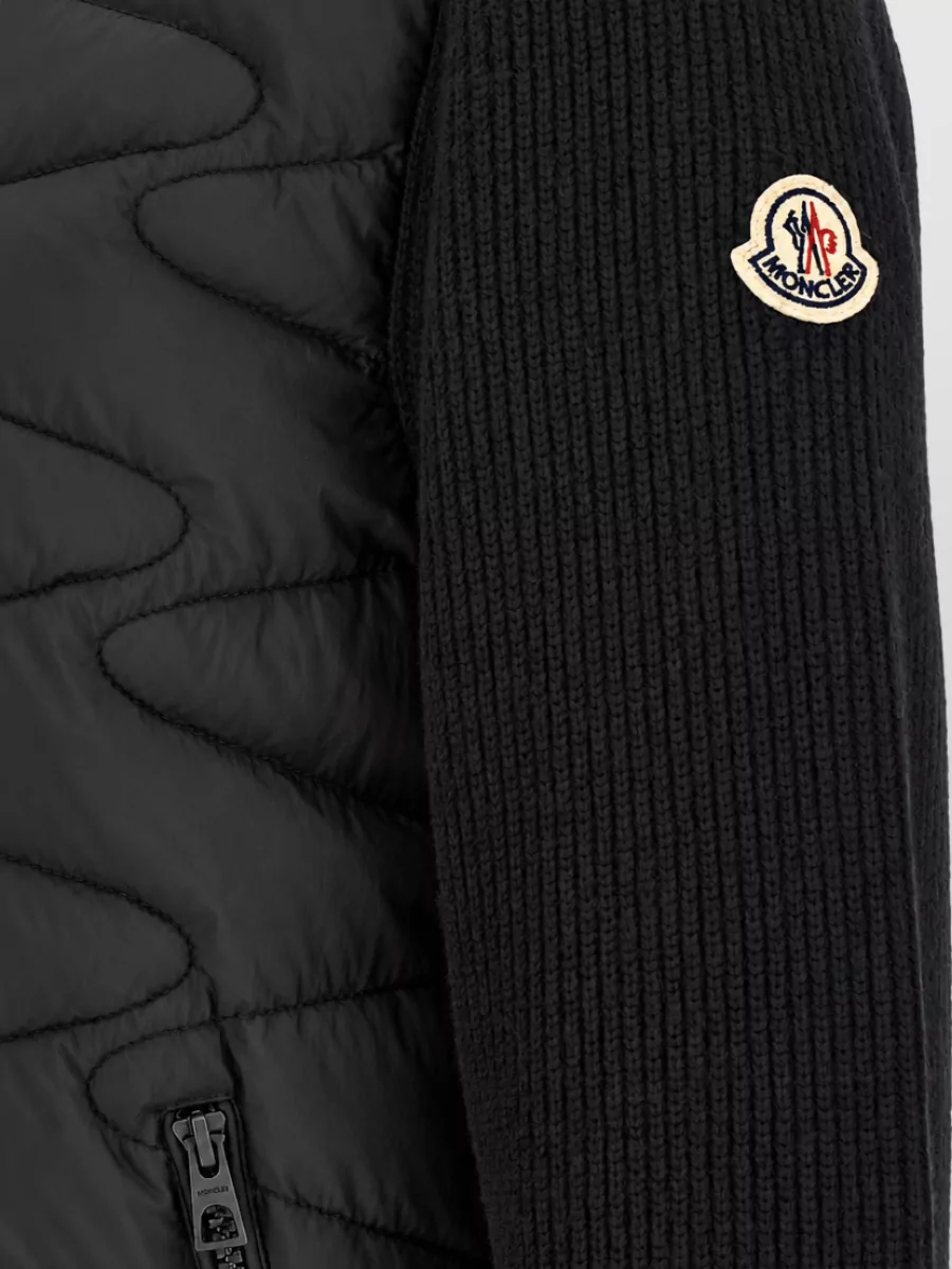Moncler Down Padded Ribbed Zip-Up Cardigan