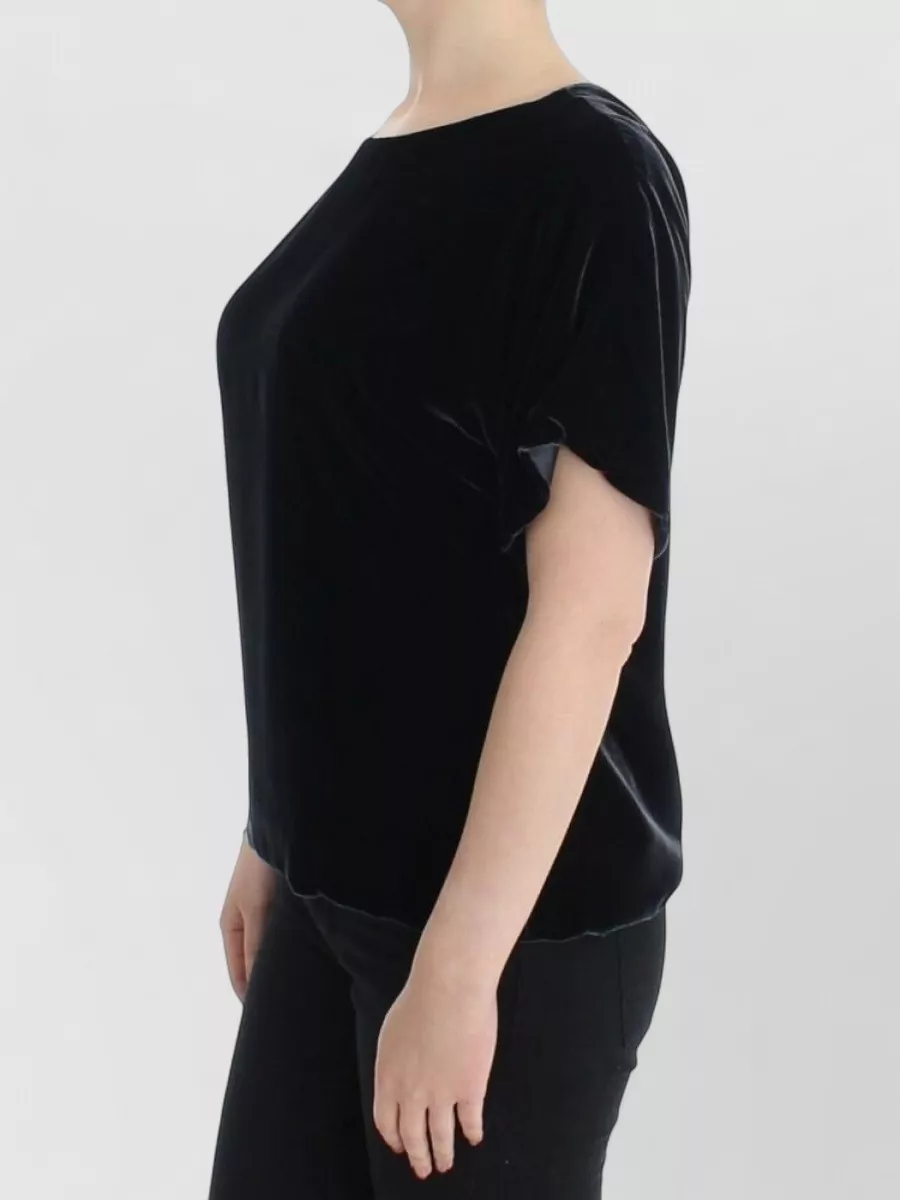 Dolce&Gabbana Velvet Short-Sleeve Round-Neck Blouse