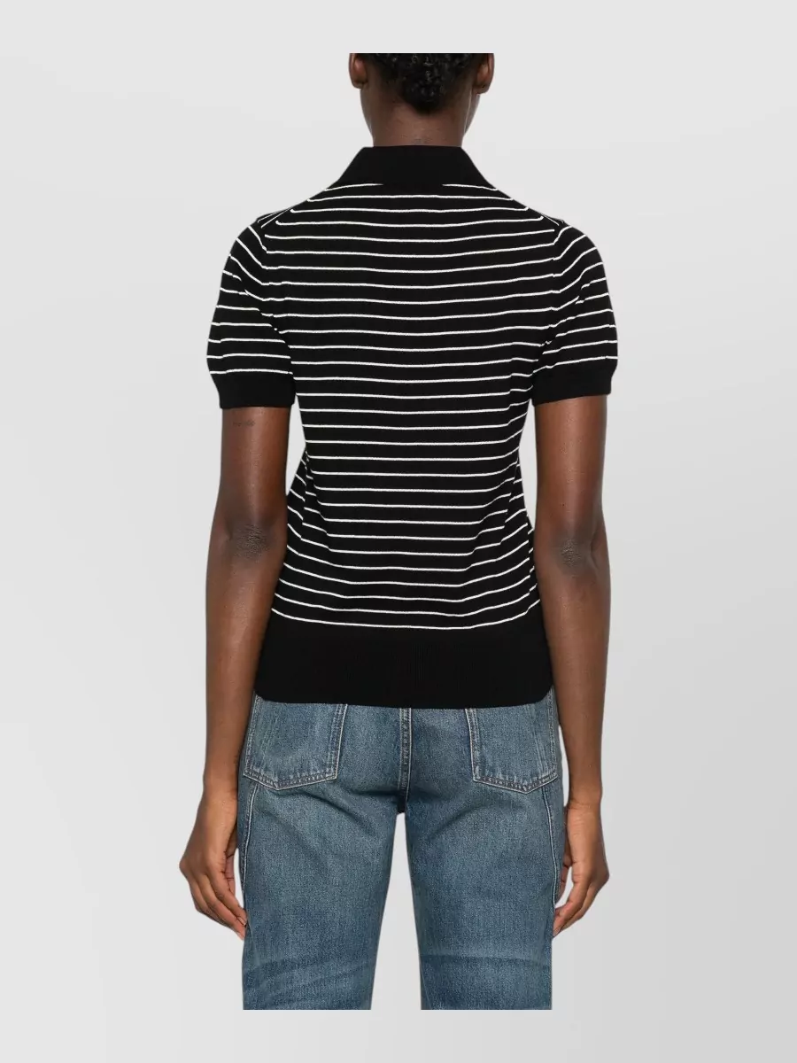 A.p.c. Striped Cotton Ribbed Polo Shirt