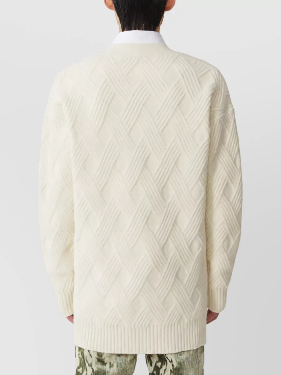 Lanvin Cable-Knit Wool V-Neck Cardigan