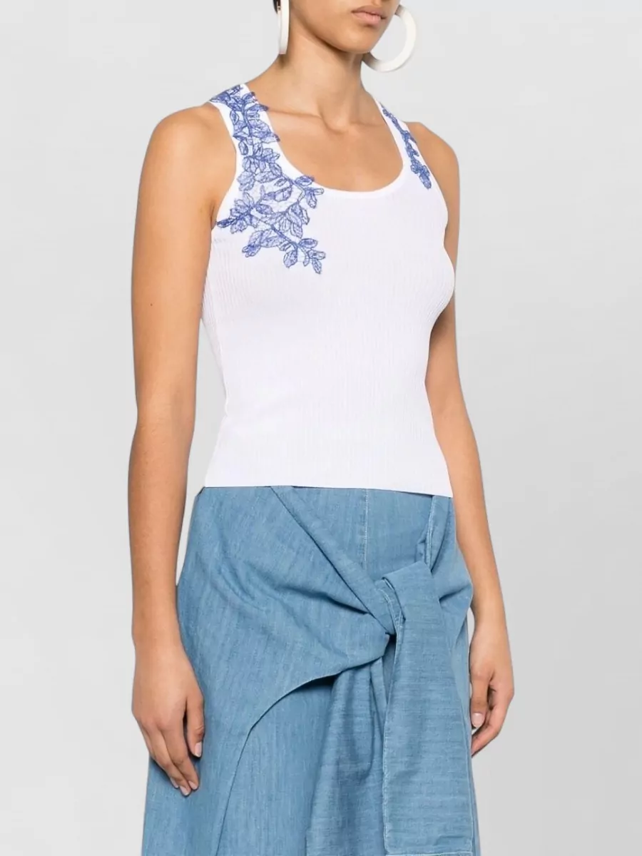 Ermanno Firenze Ribbed Scoop Neck Sleeveless Tank Top