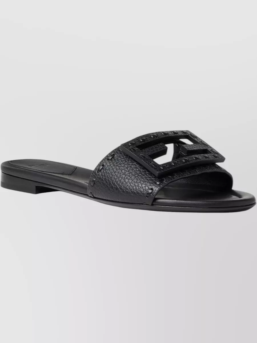 Fendi Leather Baguette Slides