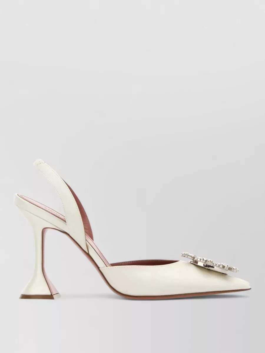 Amina Muaddi Satin Slingback Pumps