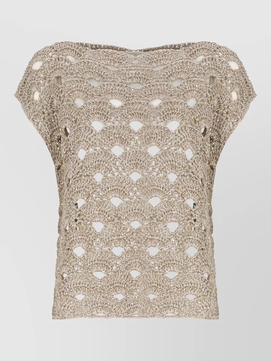 Antonelli Firenze Linen Blend Sleeveless Cutout Knitted Top