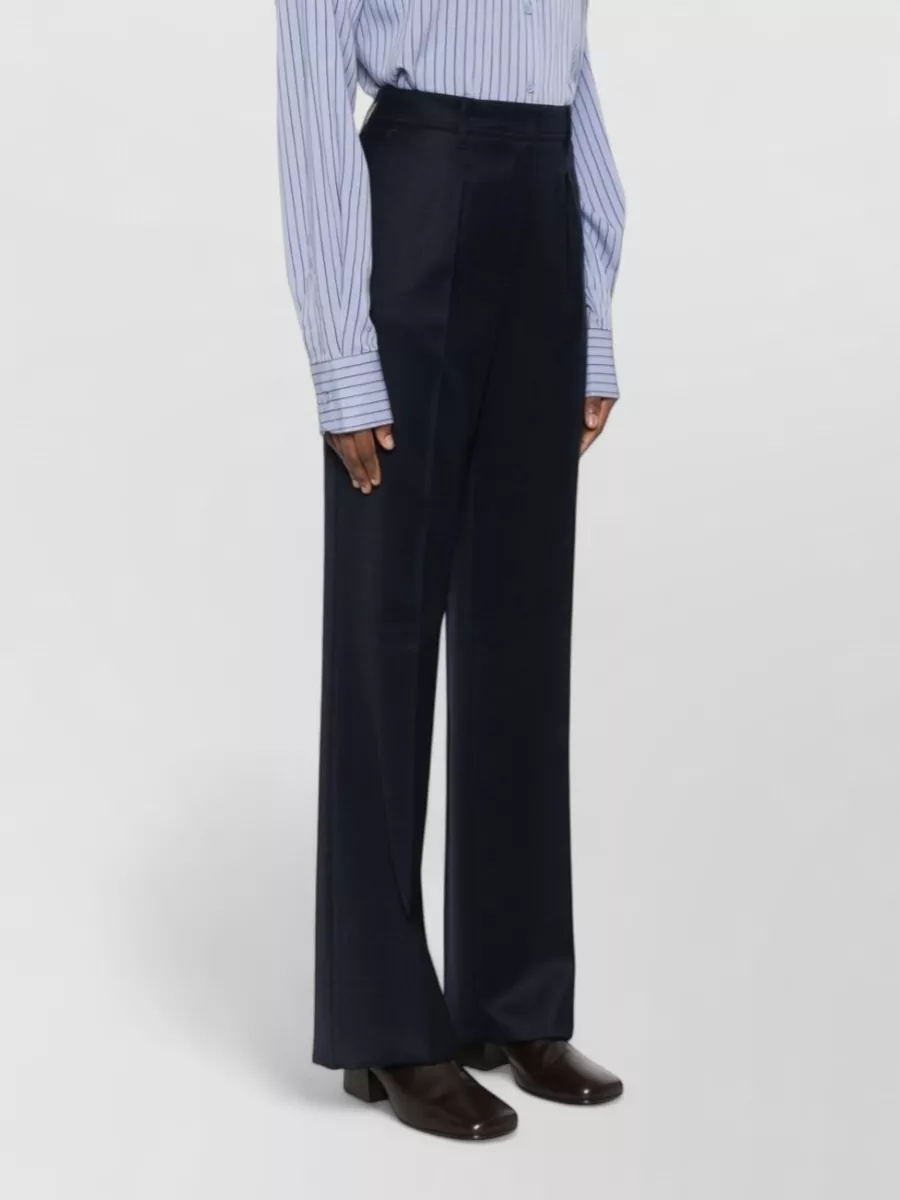 Max Mara Wool Wide Leg Trousers Pressed Crease