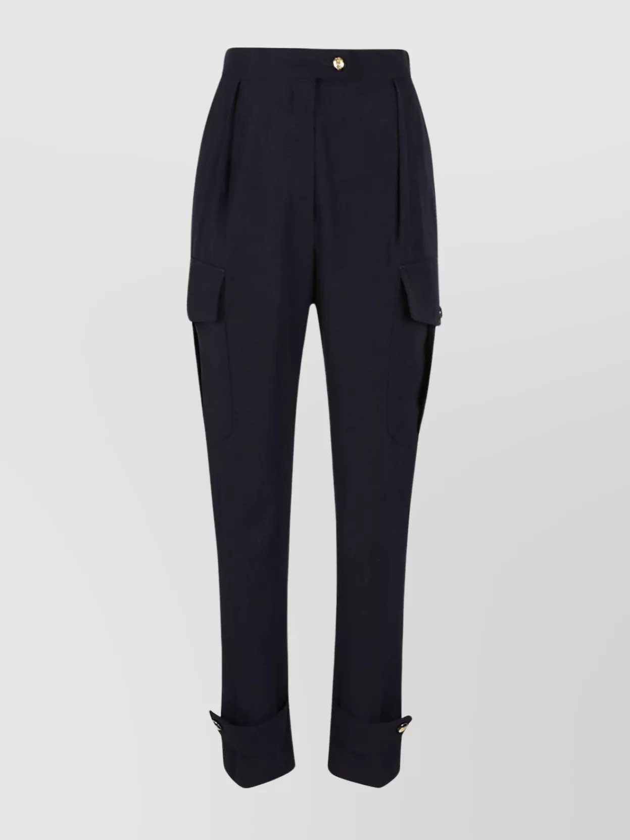 Shop Alexander Mcqueen High-waisted Pleated Pants With Cuffed Hem In Blue
