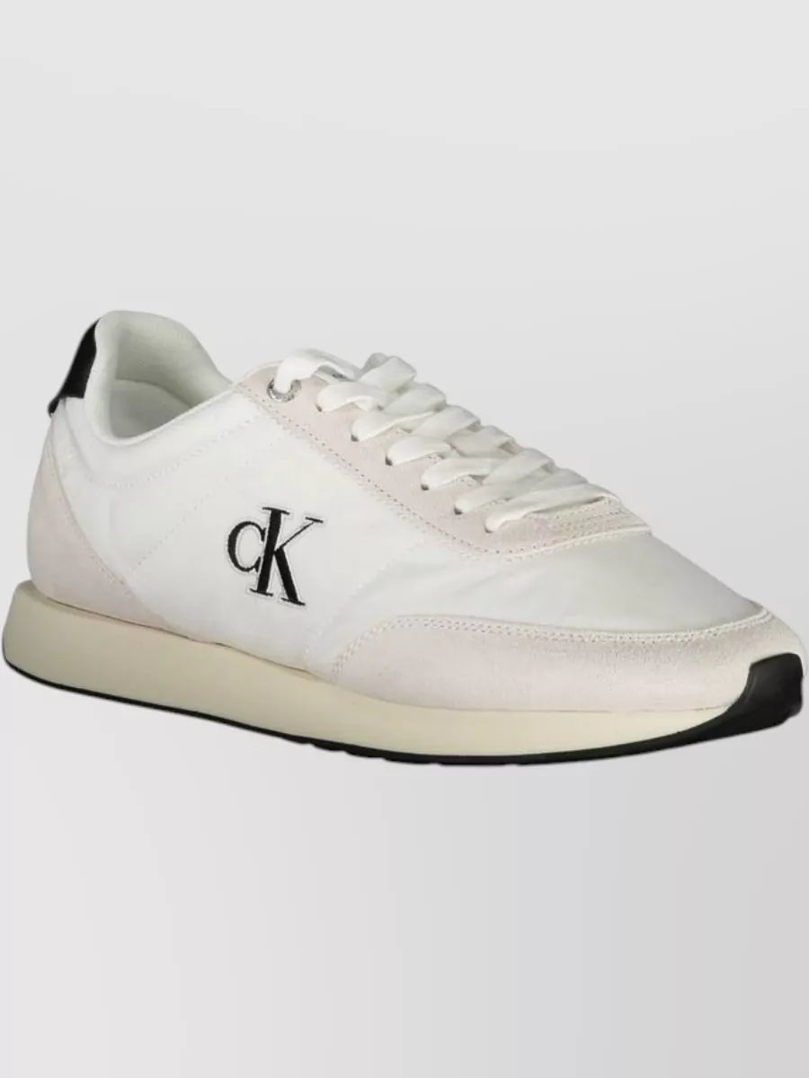 Calvin Klein Leather Polyester Low-Top Lace-Up Sneakers