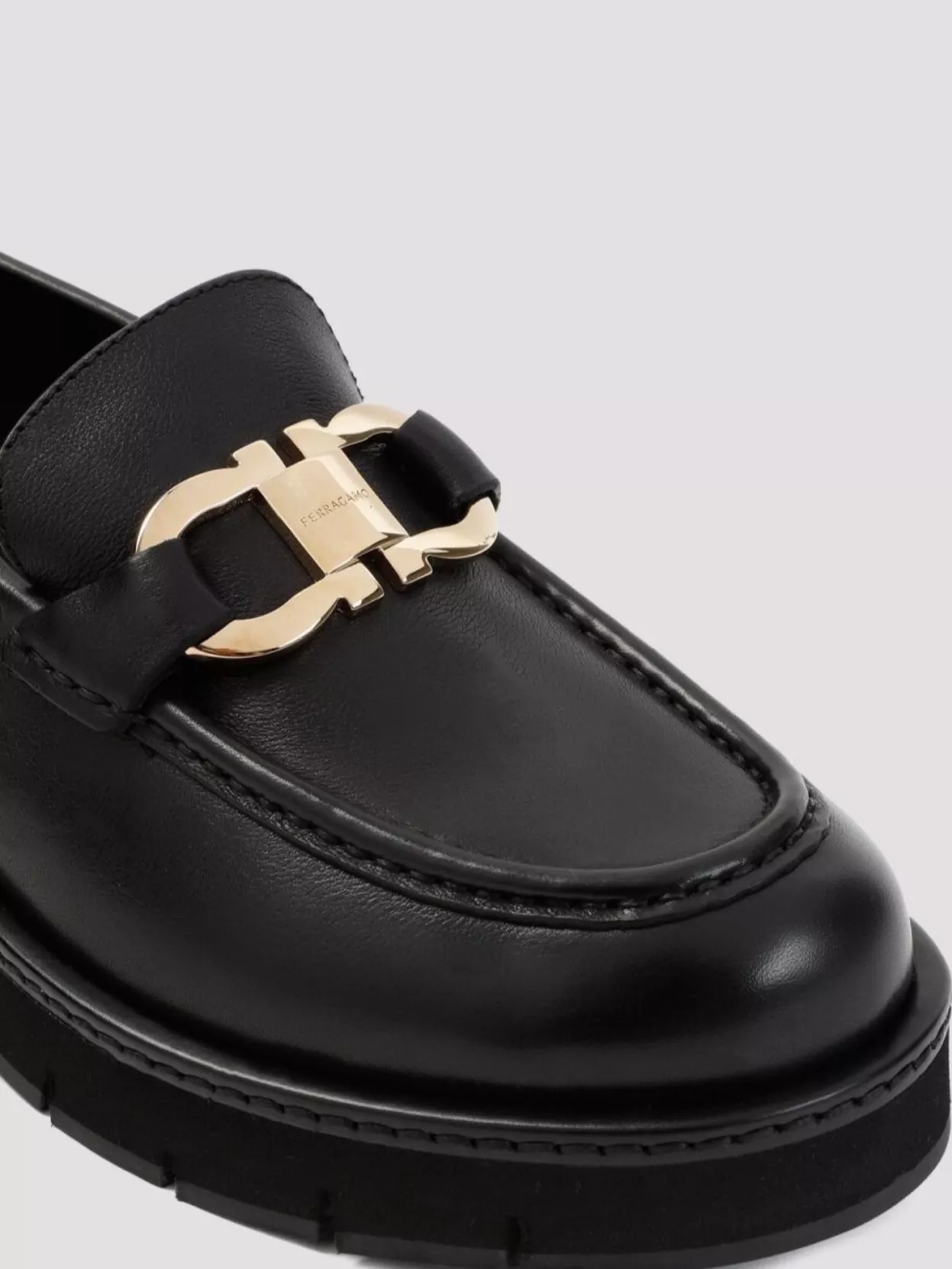 Ferragamo Chunky Sole Loafers Gold Hardware
