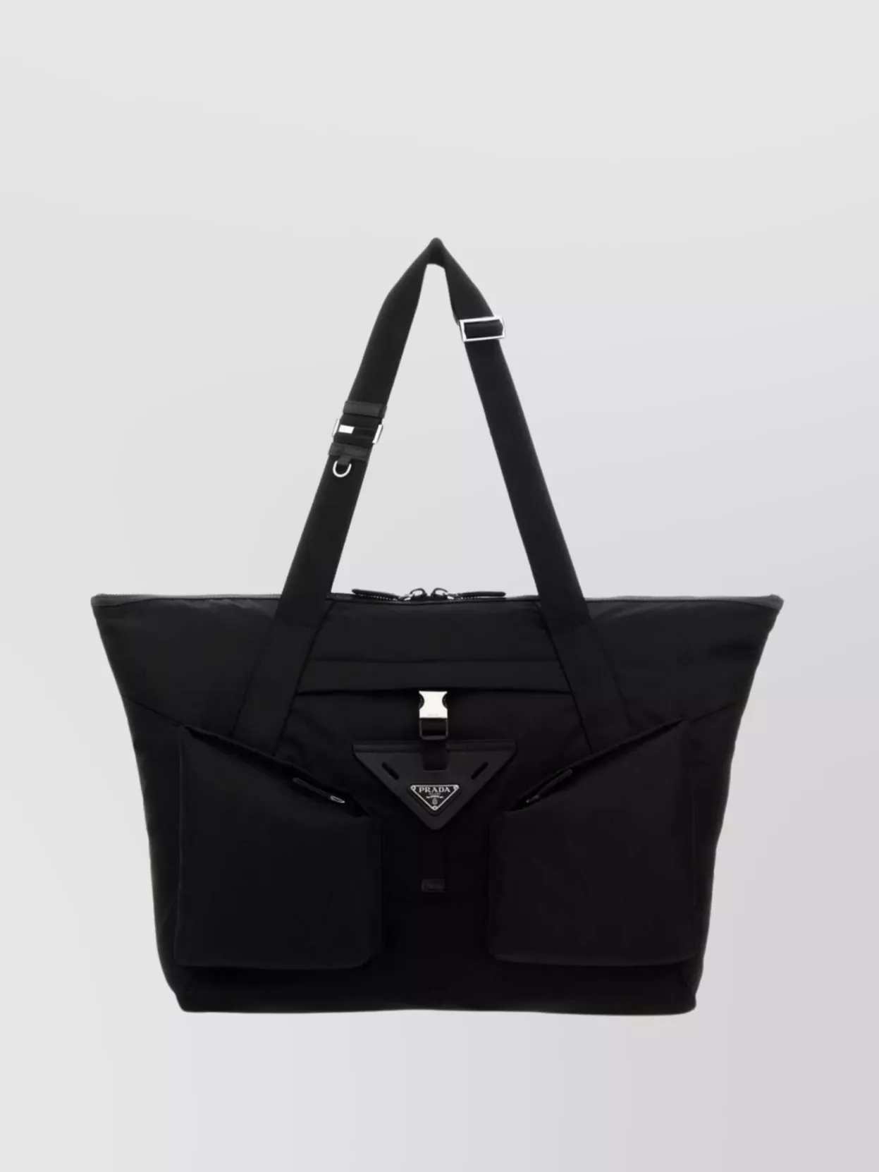 Prada Nylon Shopping Bag Adjustable Strap In Black